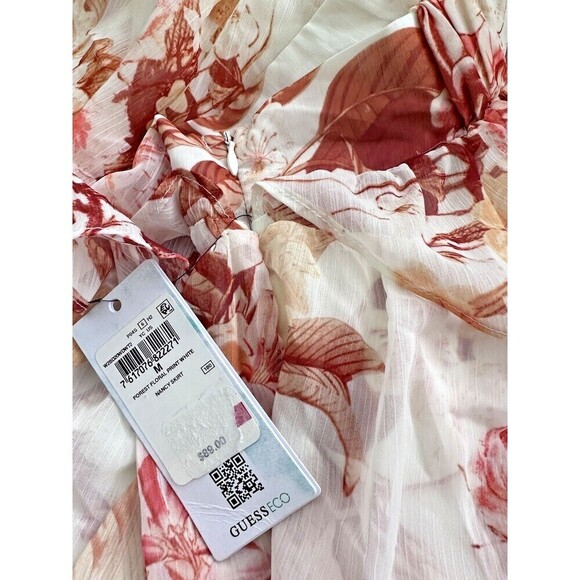 GUESS Women's Mini Skirt Tiered Forest Floral Print Brown White mini Skirt M - Picture 8 of 10